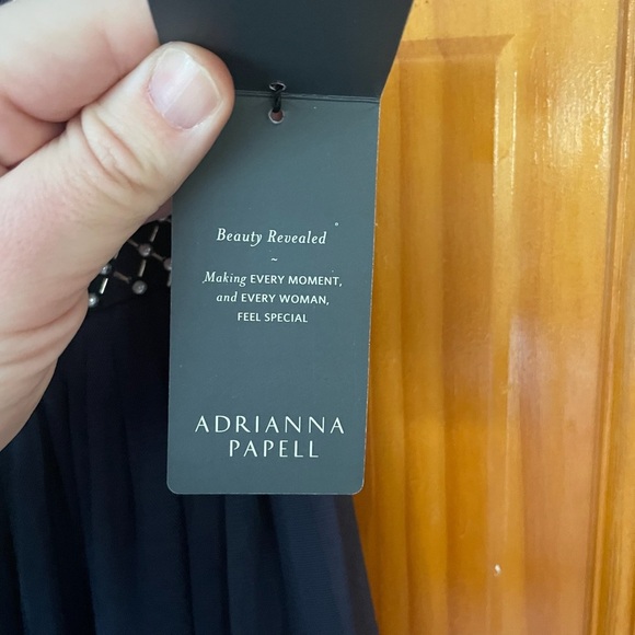 Adrianna Papell Anthropologie Bryce Navy Tulle Maxi Dress Gown Beaded Sz 0 NWT - Picture 10 of 16